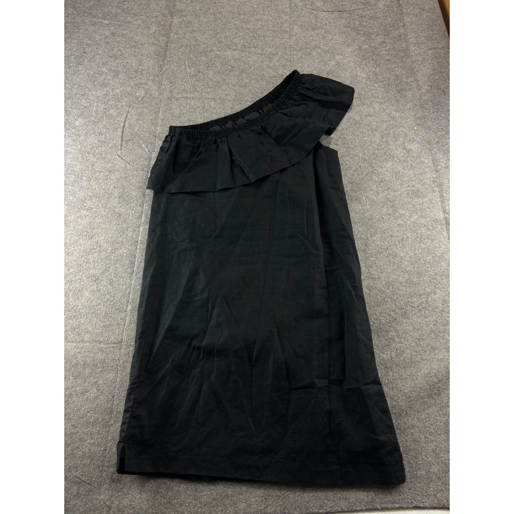 J.Crew Black Linen/Cotton One Shoulder Mini Dress XXS Boho Minimalist Chic